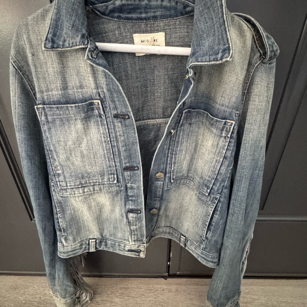 McGuire Denim Blue Jean Jacket with fringe detail